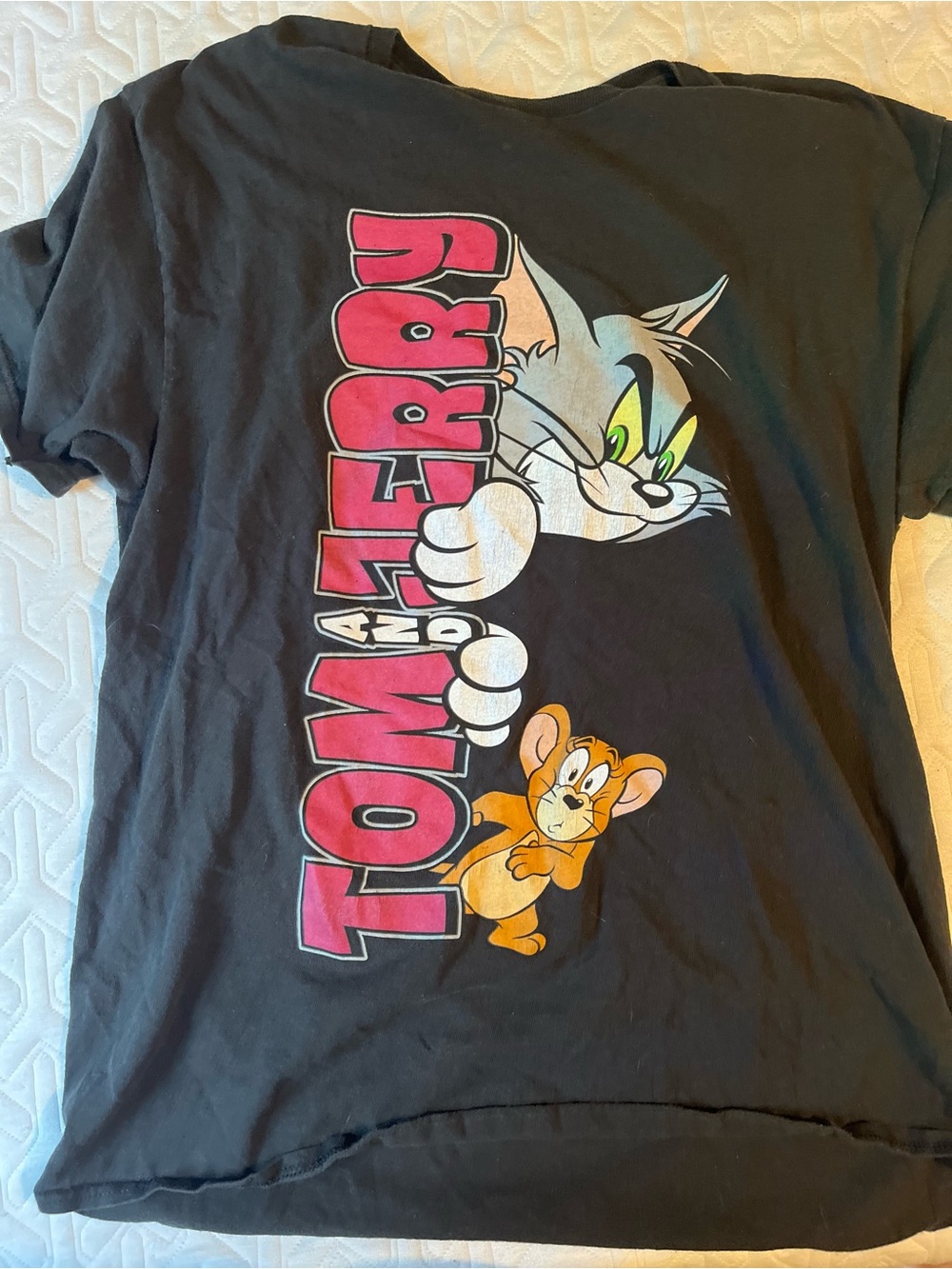 Tom and Jerry Graphic Tee - Black with Pink Accent